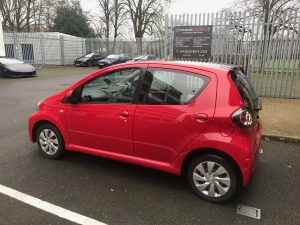 Toyota Aygo 2013, Rear Colour Coded Parking Sensors Installed