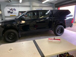 Toyota Hilux 2017 model fitted with the Pioneer VREC-150MD-EX front and rear dash cam and reversing camera.